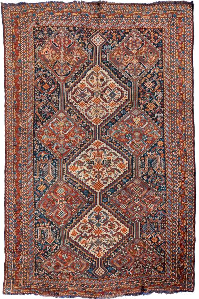 3' 4 x 3' 4 Red and White Bijar Floral Persian Rug (WOOL)